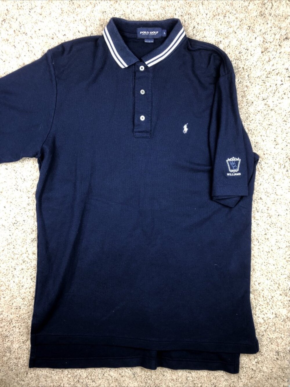 Polo Golf Ralph Lauren Shirt Short Sleeve Navy Blue Men's L WILLIAMS CUP GOLF